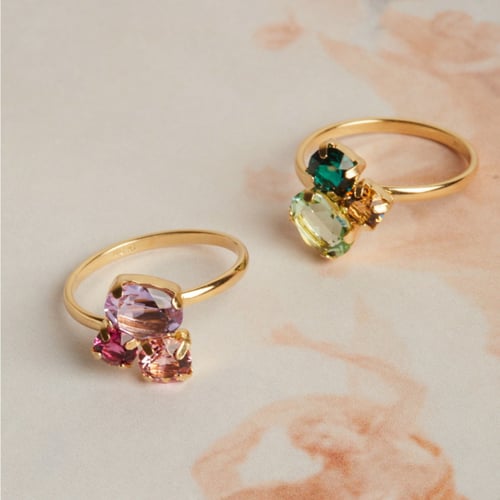 Alexandra crystals chrysolite ring in gold plating.