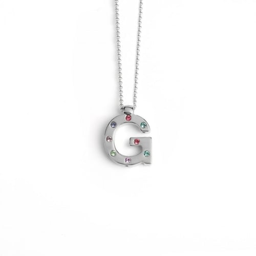 Letter G multicolour necklace in silver