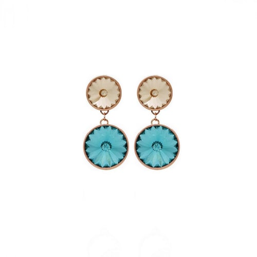 Basic double M light turquoise earrings in rose gold plating