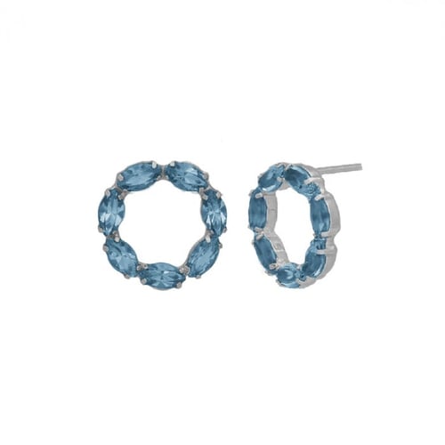 Perpetual circle aquamarine earrings in silver.