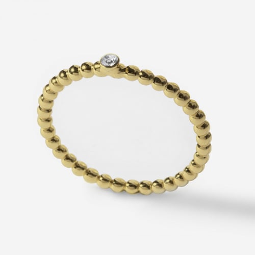 Daphne beaded crystal ring in gold plating.