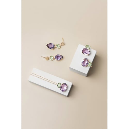 Transparent violet earrings in gold plating