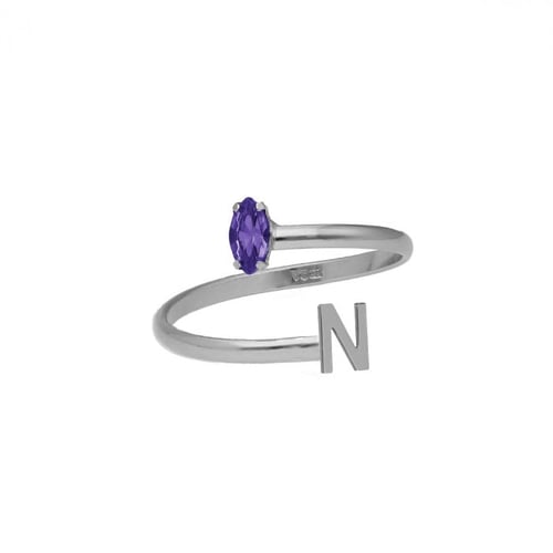 THENAME letter N tanzanite ring in silver