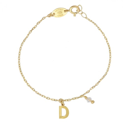 THENAME letter D crystal bracelet in gold plating