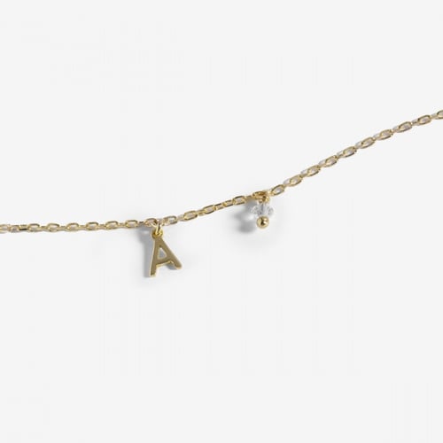 THENAME letter E crystal bracelet in gold plating