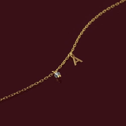 THENAME letter E crystal bracelet in gold plating