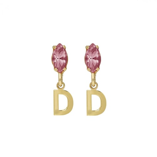 THENAME letter D light rose earrings in gold plating