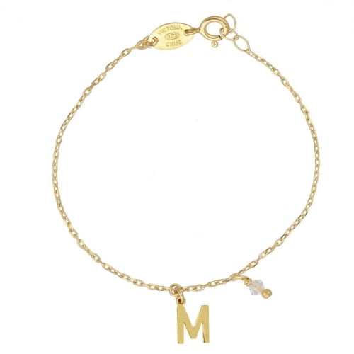 THENAME letter M crystal bracelet in gold plating
