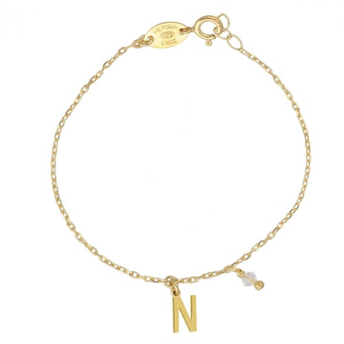 THENAME letter N crystal bracelet in gold plating