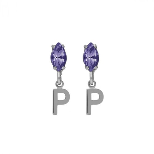 THENAME letter P tanzanite earrings earrings in silver