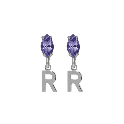 THENAME letter R tanzanite earrings earrings in silver