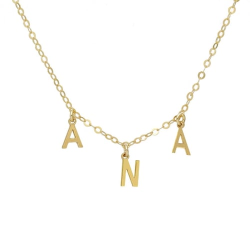 Collar corto personalizable de 3 letras y cristal blanco bañado en oro