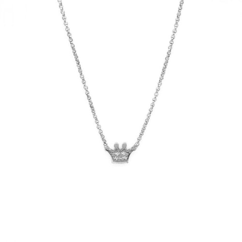 Kids crown crystal necklace in silver
