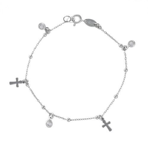 Pulsera cruz crystal de Alea elaborado en plata