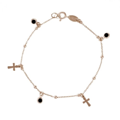 Alea cross jet bracelet in rose gold plating