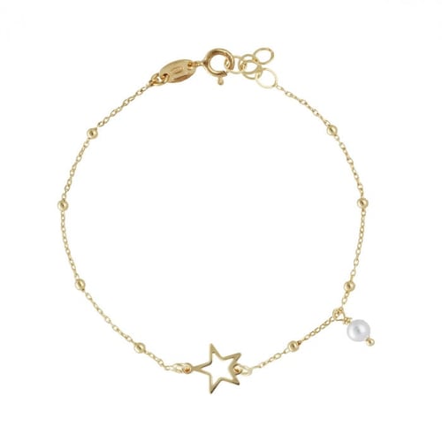 Pulsera ajustable estrella color perla bañada en oro