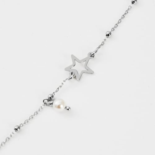 Pulsera ajustable estrella color perla elaborada en plata
