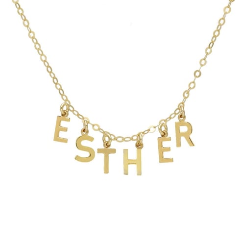 Collar corto personalizable de 6 letras y cristal blanco bañado en oro