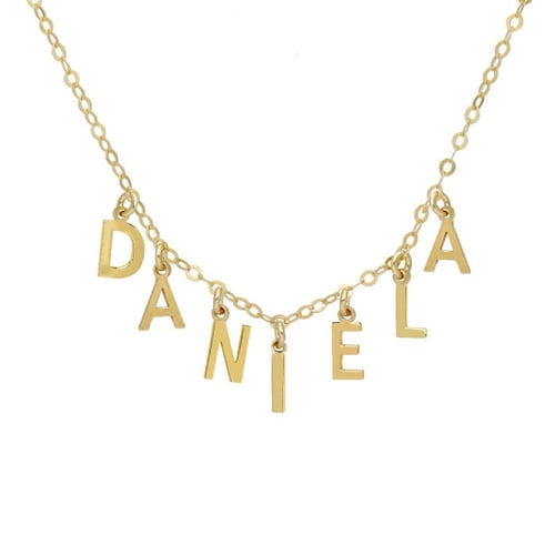 Collar corto personalizable de 7 letras y cristal blanco bañado en oro
