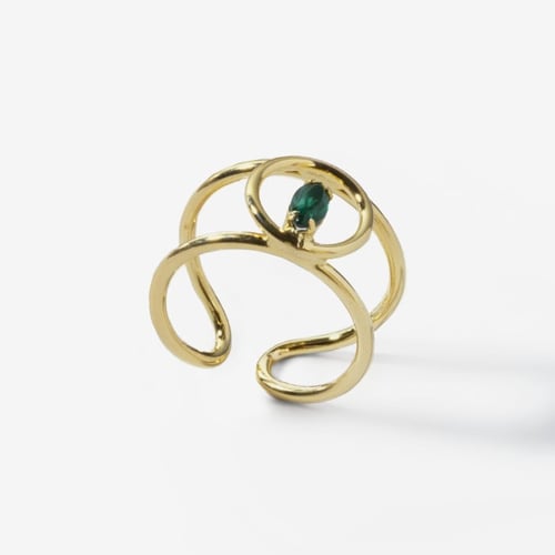 Anillo círculo emerald de Etnia bañado en oro