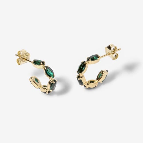 Etnia marquise emerald earrings in gold plating