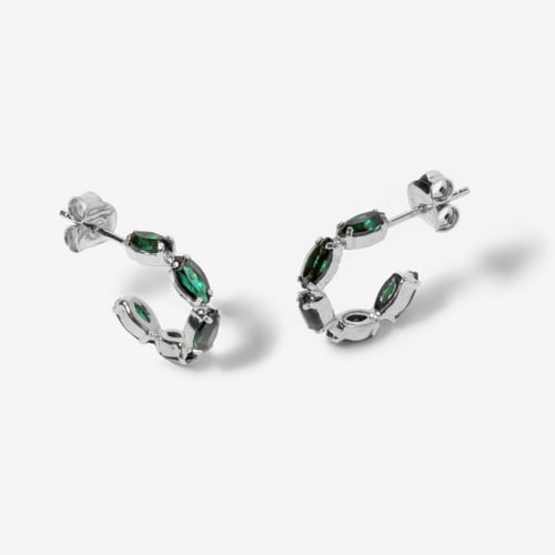 Etnia marquise emerald earrings in silver