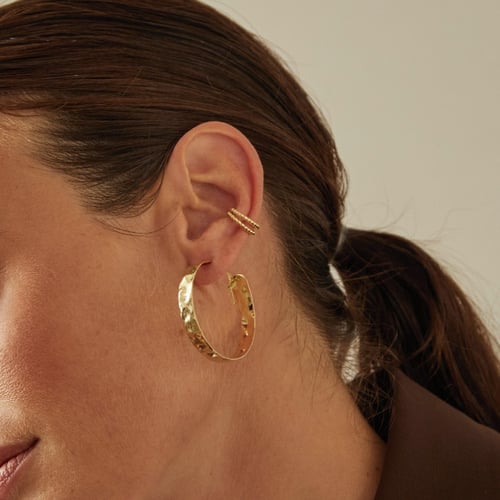 Arlene texture large earrings in gold plating