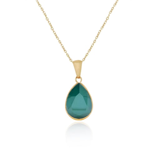 Essential royal green necklace in gold plating
