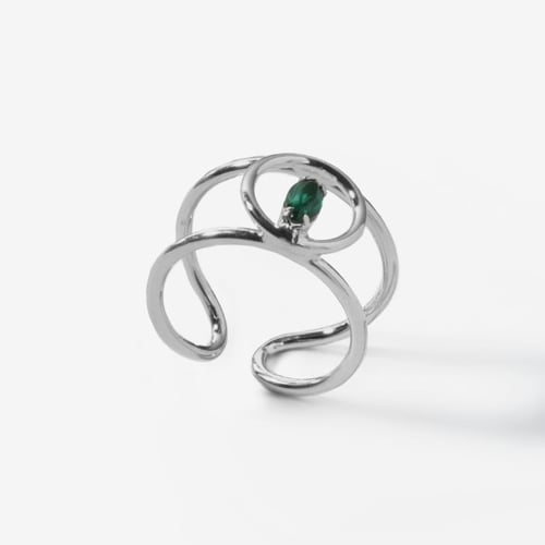 Etnia circle emerald ring in silver