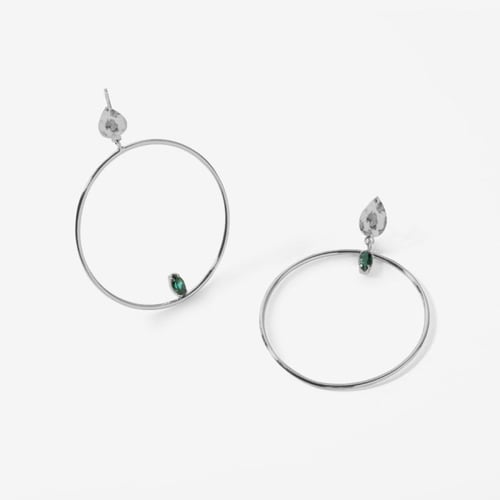 Pendientes círculo emerald de Etnia elaborado en plata