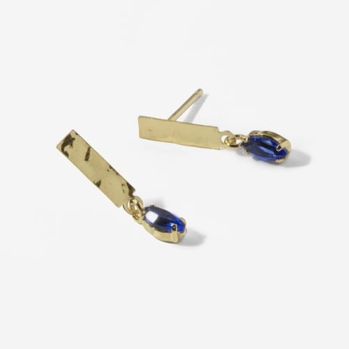 Etnia rectangle sapphire earrings in gold plating