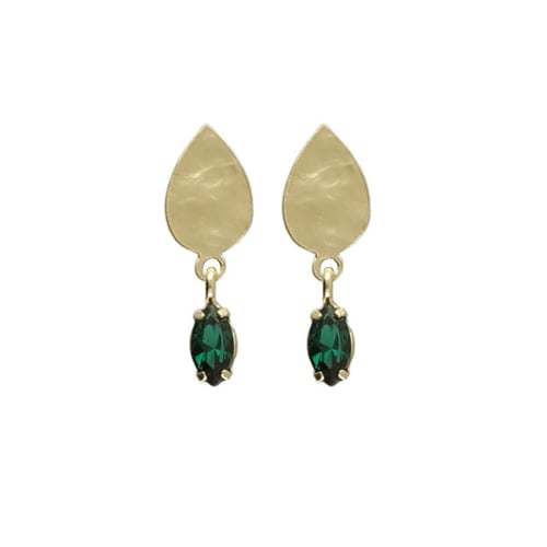 Etnia leaf emerald earrings in gold plating