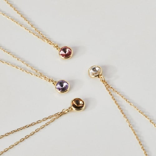 Basic XS crystal light rose necklace in gold plating