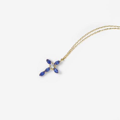 Etnia cross sapphire necklace in gold plating