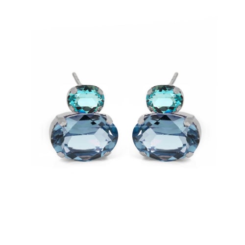 Transparent denim blue earrings in silver