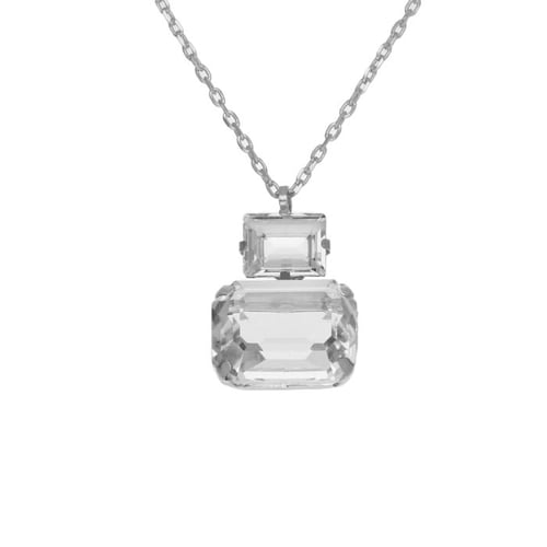 Helena rectangular crystal necklace in silver