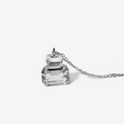 Helena rectangular crystal necklace in silver