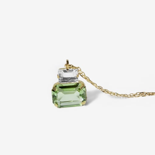 Helena rectangular peridot necklace in gold plating