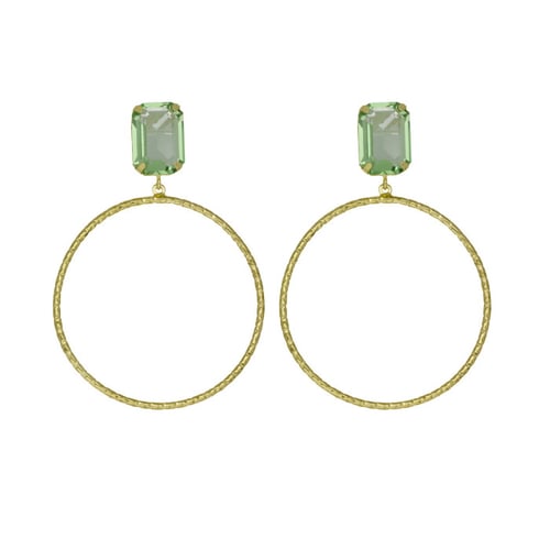 Helena rectangular peridot earrings in gold plating
