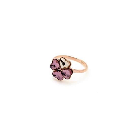 Cuore clover antique pink ring in rose gold plating in gold plating