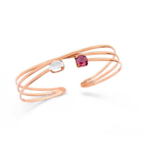 Celina circles peony pink cane bracelet in rose gold plating in gold plating
