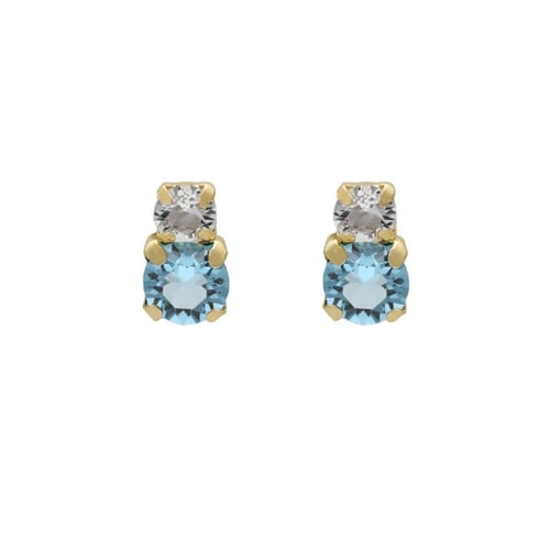 Jasmine you + me aquamarine earrings in gold plating