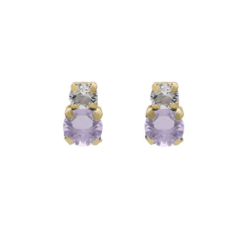 Jasmine you + me violet earrings in gold plating