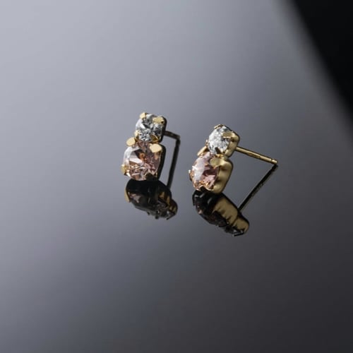 Jasmine you + me vintage rose earrings in gold plating