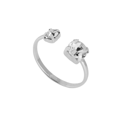 Jasmine you + me crystal ring in silver