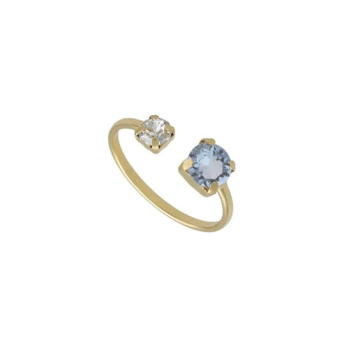 Jasmine aquamarine open ring in gold plating