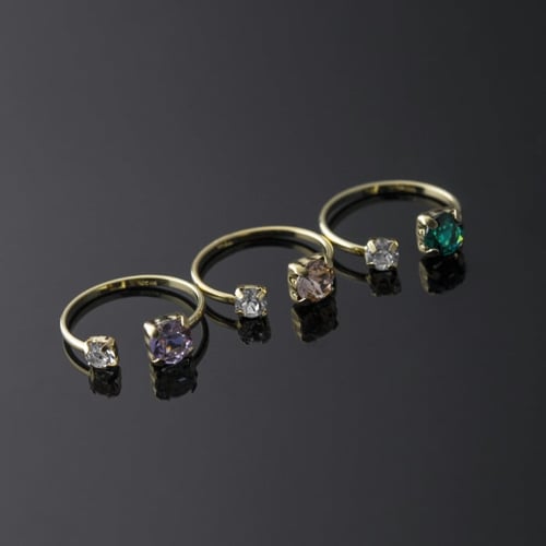 Jasmine emerald open ring in gold plating