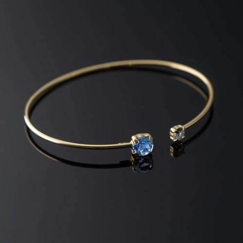 Jasmine aquamarine cane bracelet in gold plating