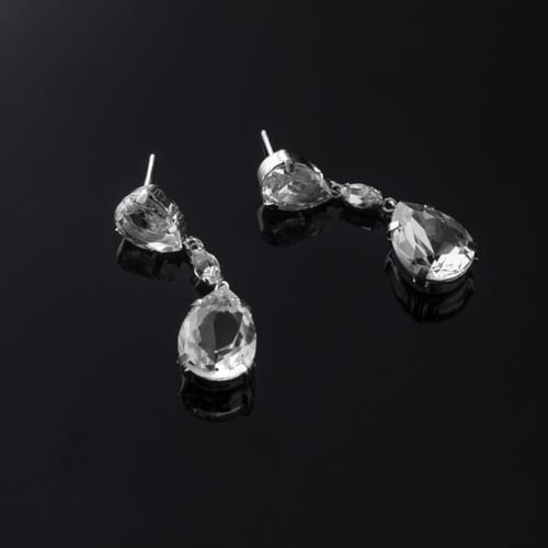 Jasmine tears crystal earrings in silver