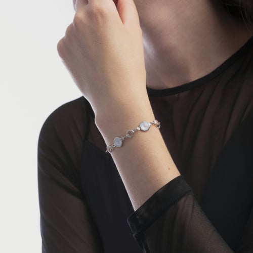Basic circles denim blue bracelet in silver